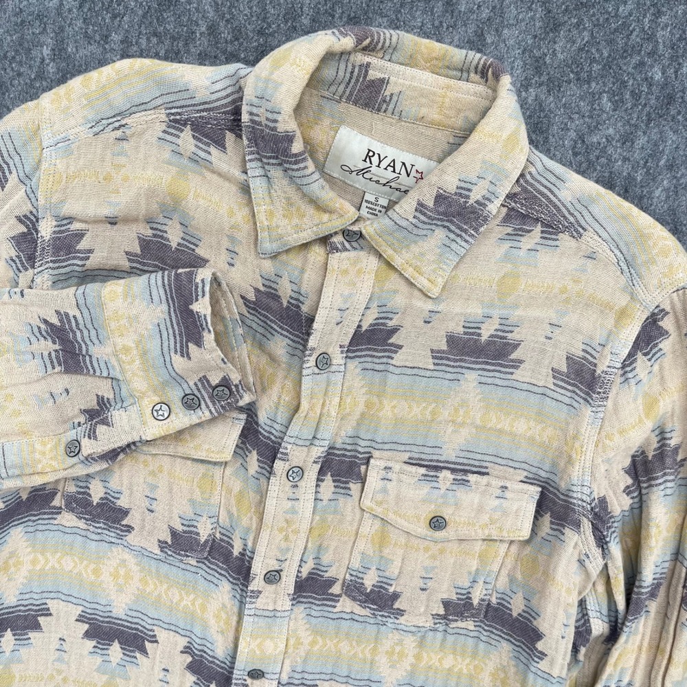 Ryan Michael Shirt Mens Small Southwestern Western Button Down Star